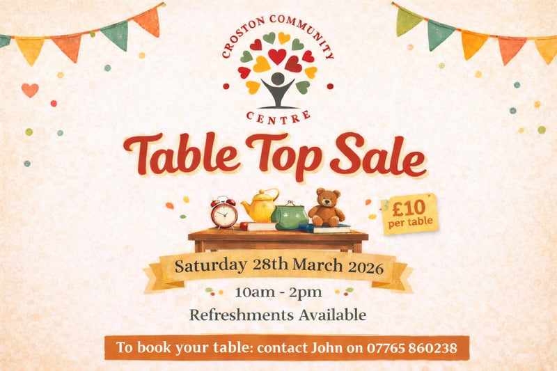 Croston Table Top Sale 28th March - Croston Community Centre