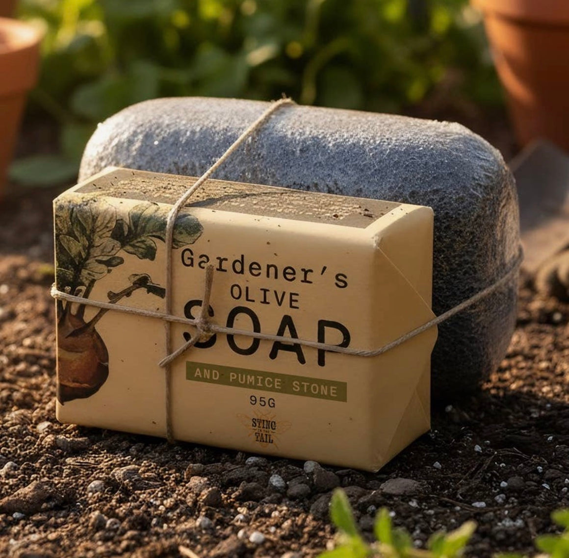Gardeners Olive soap and pummice stone pack