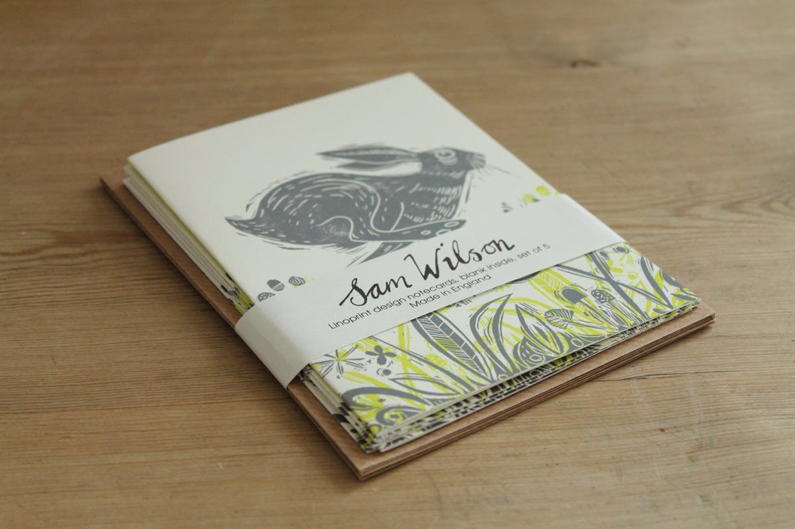 Set of Sam Wilson notecards with running hair design