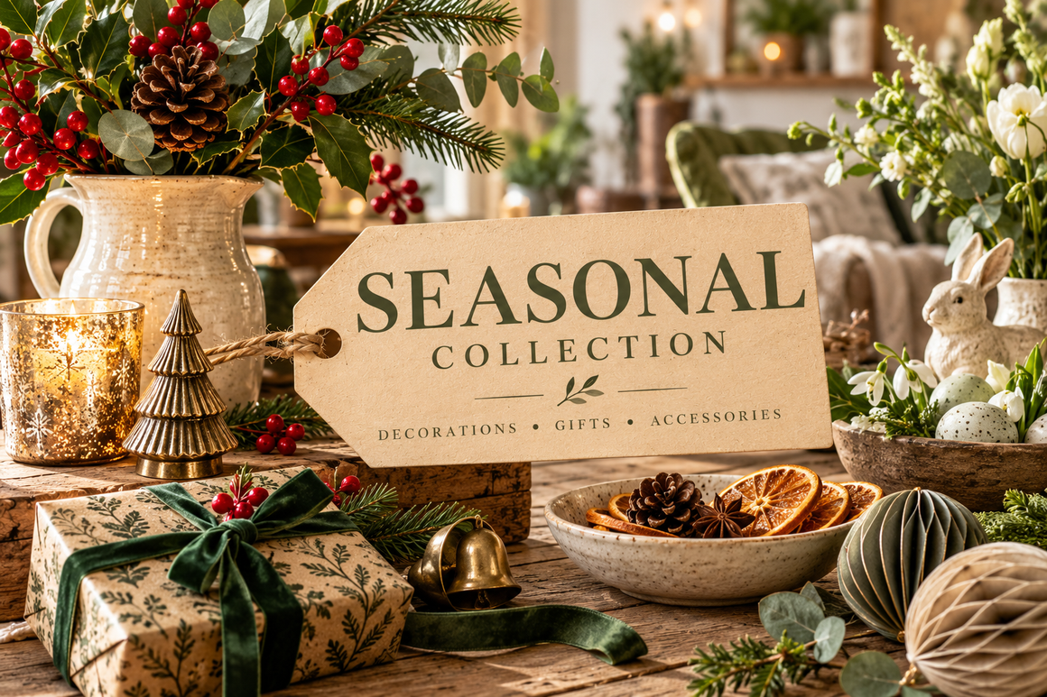 Feather & Twigs seasonal collection featuring Christmas and Easter decorations, thoughtful gifts and handcrafted home accessories.