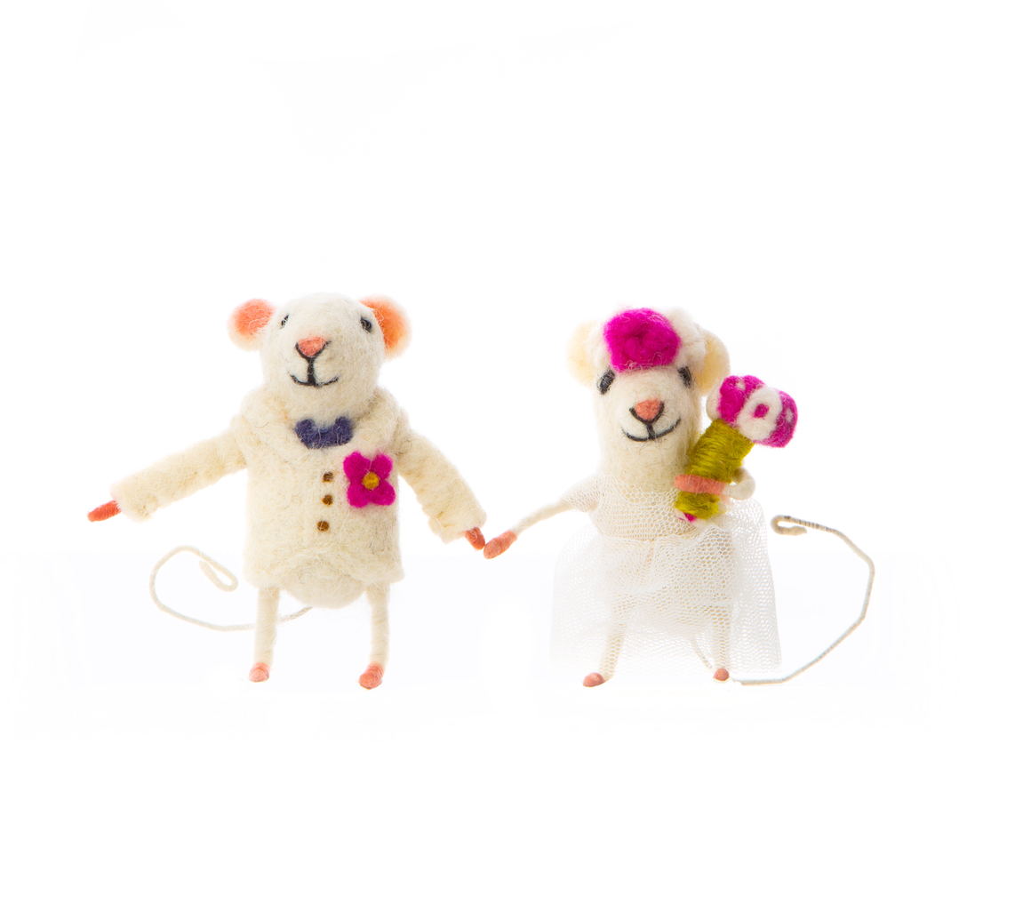 Page Boy and Bridesmaid Wedding Mice - Feather & Twigs