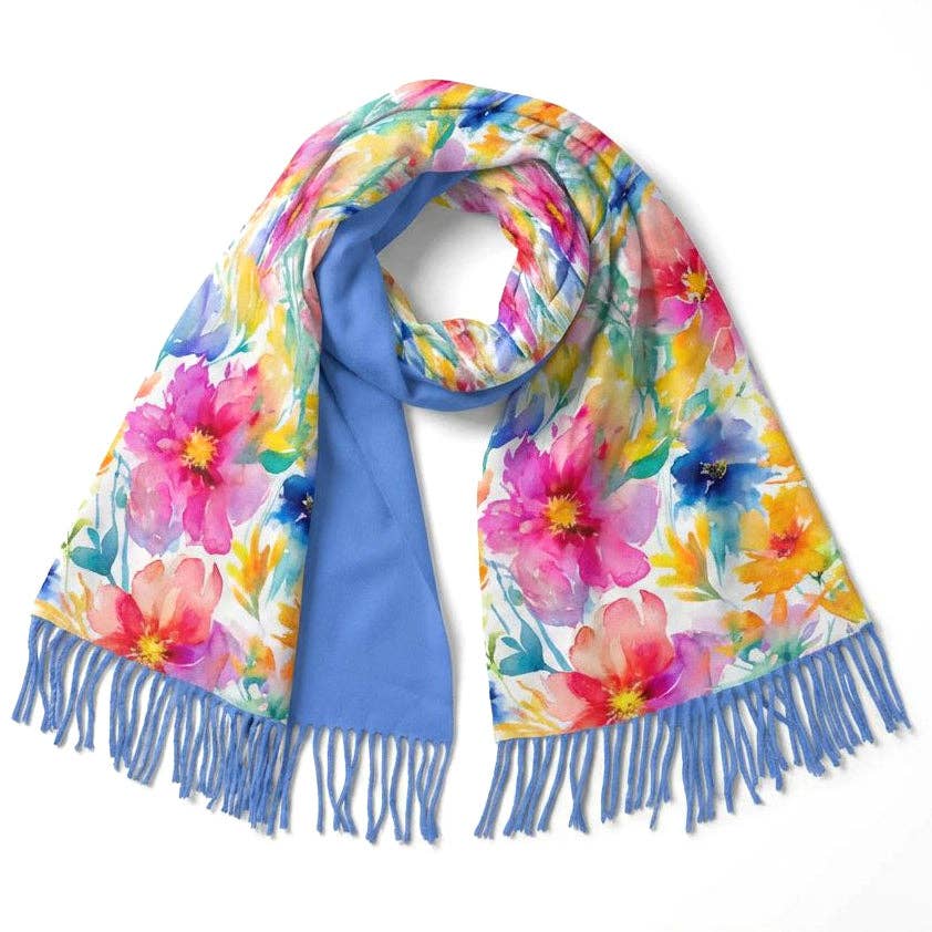 Watercolour Brights Pashmina Style Scarf (70x180cm) - Exclusive Design - Feather & Twigs
