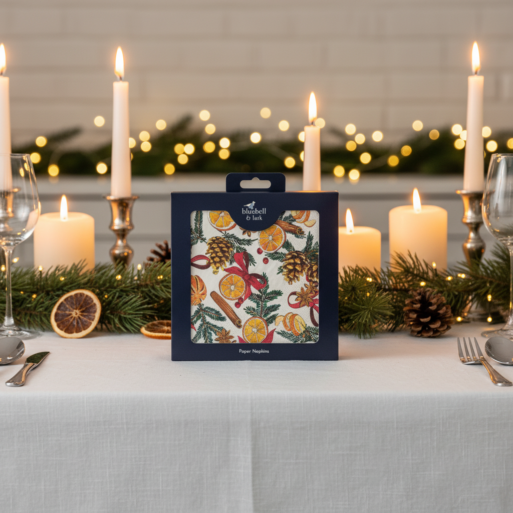 CREAM, ORANGE AND CINNAMON PAPER NAPKINS