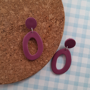 ORGANIC OVAL BLOCK COLOUR POLYMER CLAY AUTUMN EARRINGS
