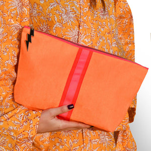 LARGE ORANGE STRIPED WASH BAG BY COCKATOO