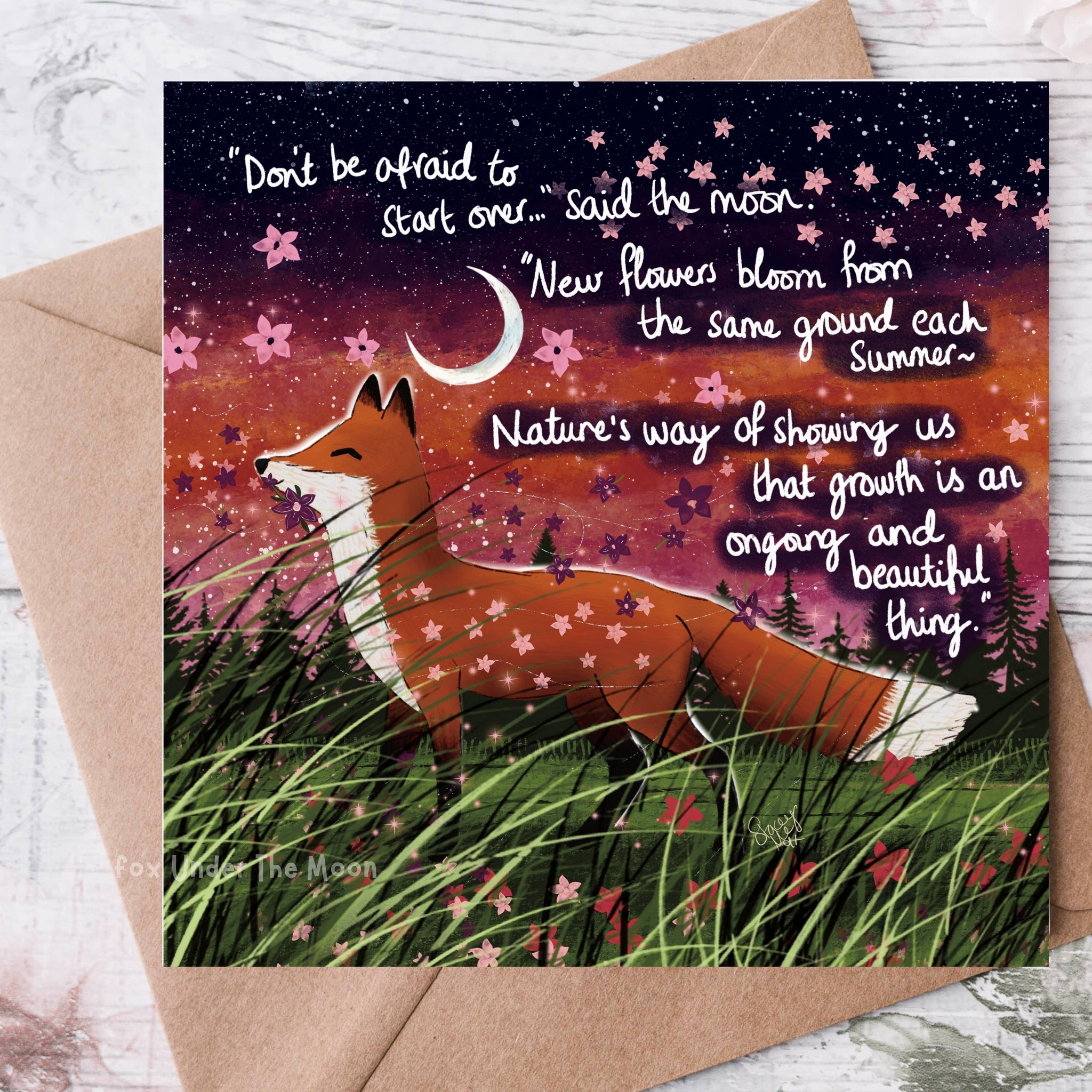 'Bloom' - Greeting Card From Fox Under The Moon - Feather & Twigs