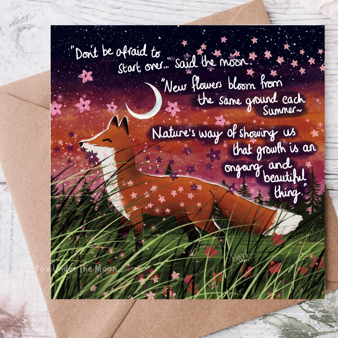 'Bloom' - Greeting Card From Fox Under The Moon - Feather & Twigs