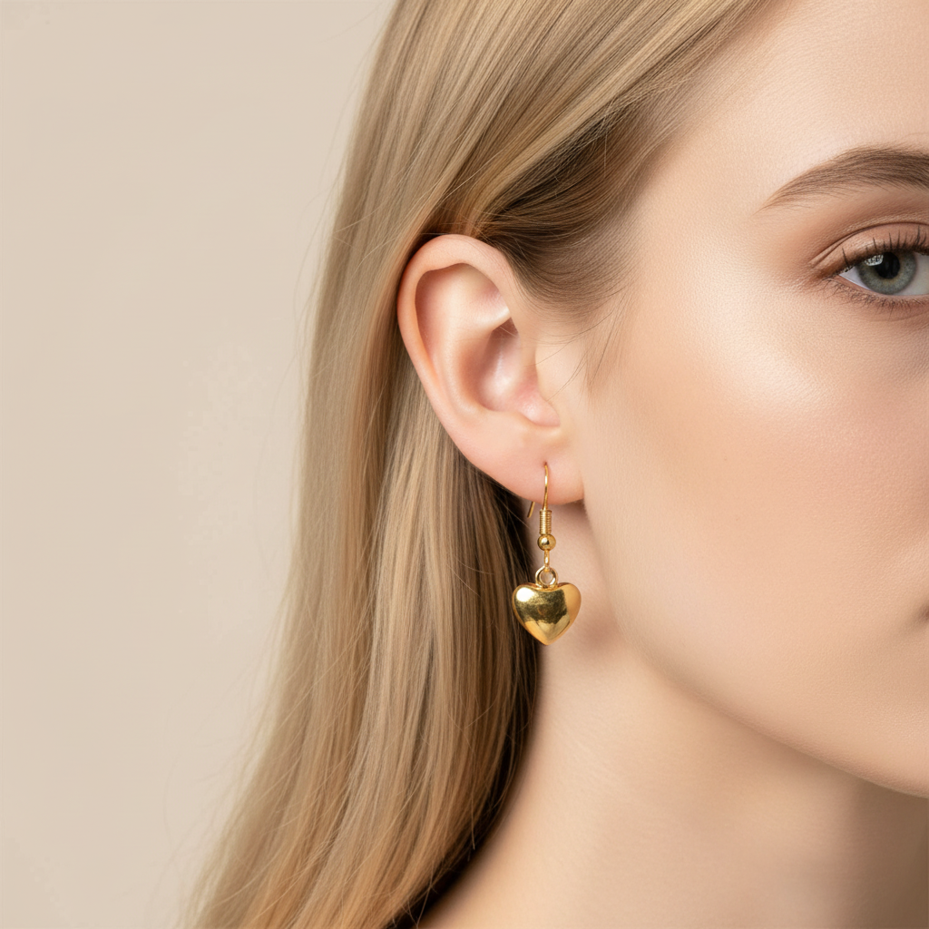 Cockatoo Heart Droplet Earrings featuring delicate heart-shaped charms hanging from elegant hooks.