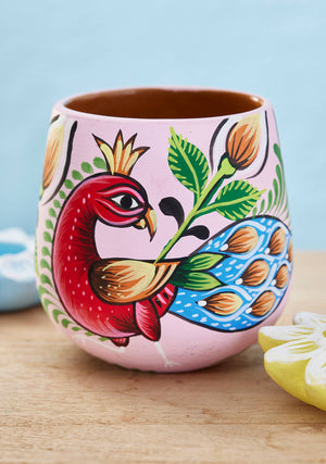 SHAPLA HANDPAINTED PEACOCK PLANTER