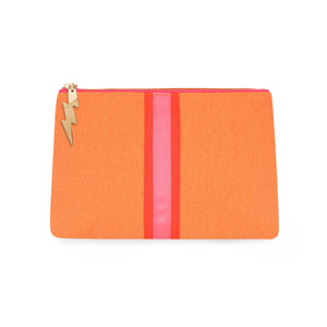 BRIGHT ORANGE LUCKY STRIPE CLUTCH