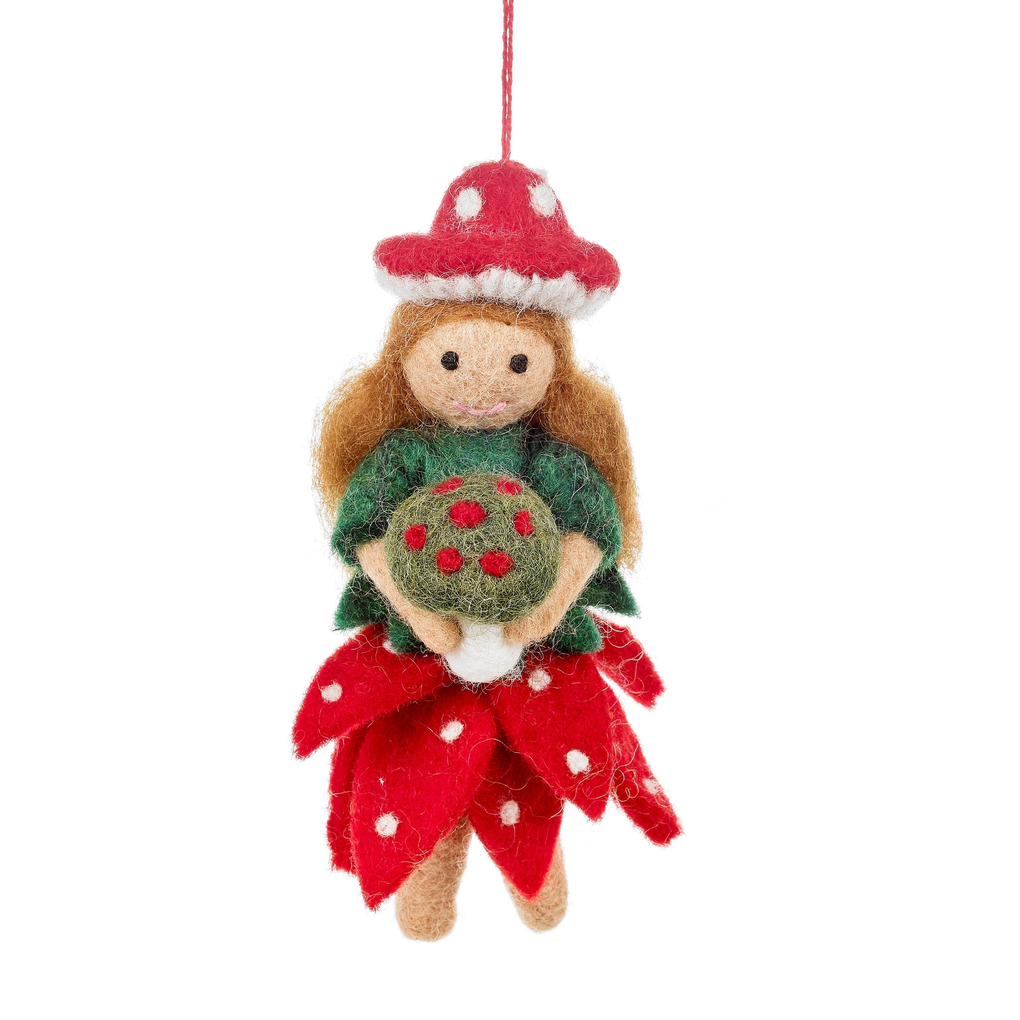 HANDMADE FELT TOADSTOOL FAIRY HANGING DECORATION