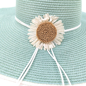 BOLD DAISY WIDE BRIM FOLDABLE HAT- LIGHT GREEN (57cm)