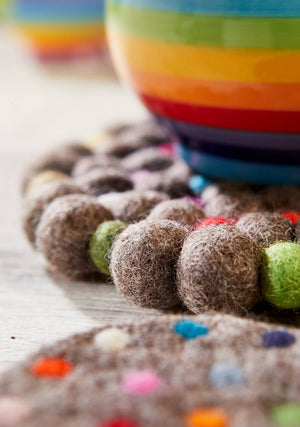 FELT BALL TRIVET, RAINBOW BALL DECORATION - 3 OPTIONS