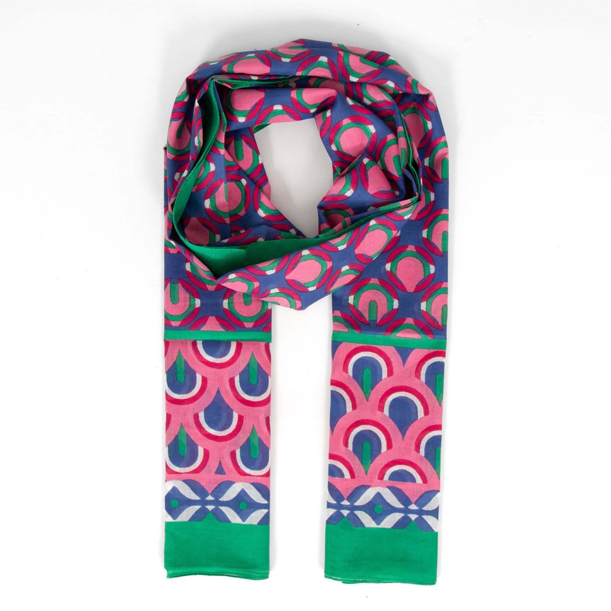 Colorful patterned scarf on a white background