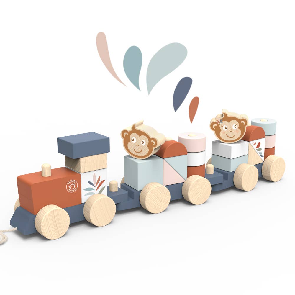 SPEEDY MONKEY TRAIN STACKER - WOODEN TOY