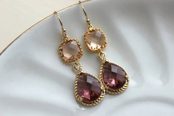 BLUSH CHAMPAGNE EGGPLANT EARRINGS