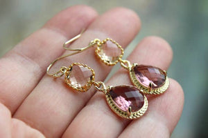 BLUSH CHAMPAGNE EGGPLANT EARRINGS