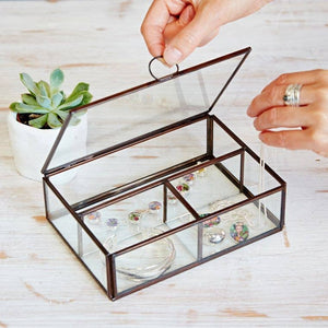 HANDMADE GLASS COMPARTMENT JEWELLERY BOX
