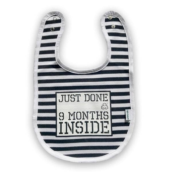Just Done 9 Months Inside Newborn Bib - Lazy Baby