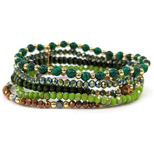 BEADED BRACELET STACK - GREENS