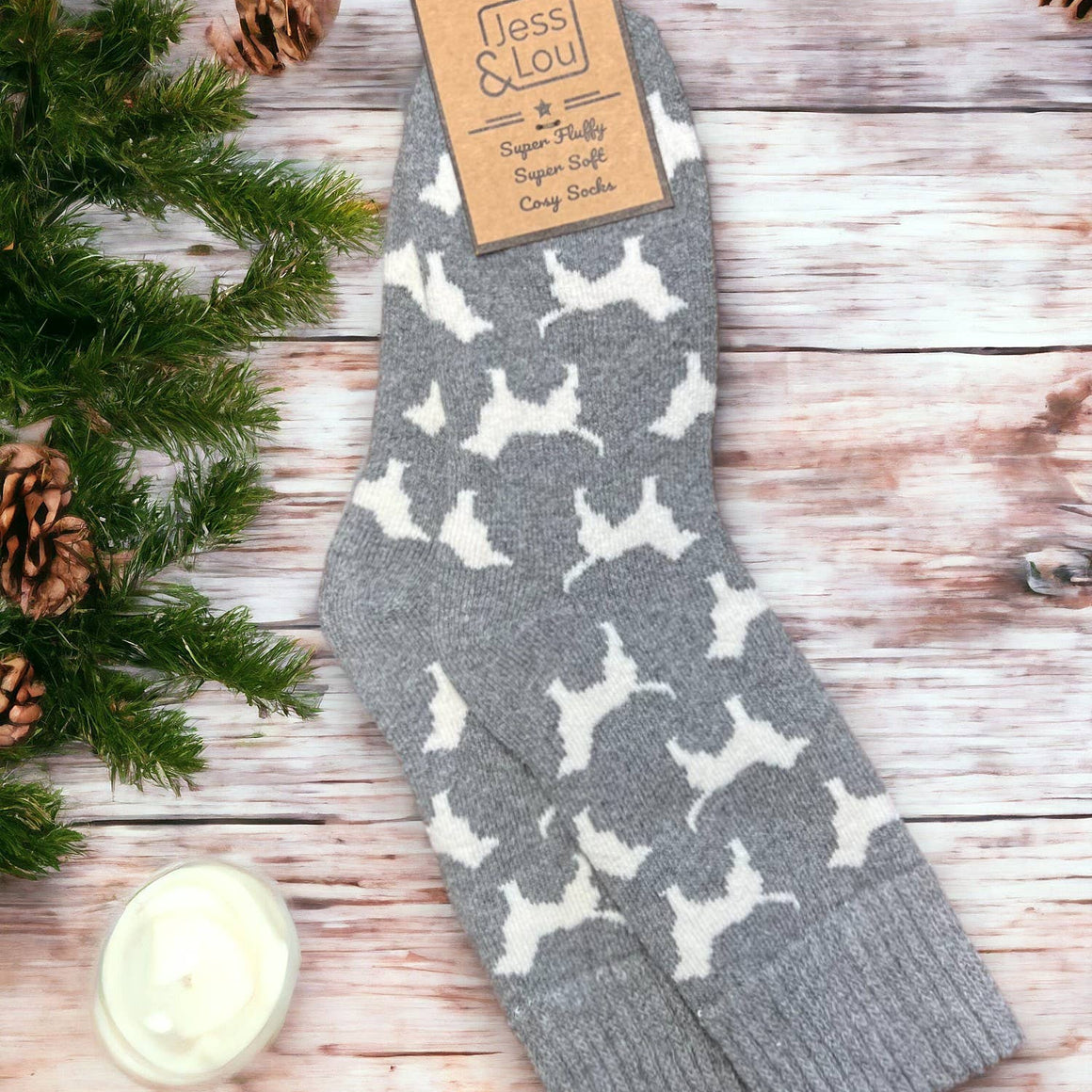 Dashing Dogs Ribbed Socks - Feather & Twigs