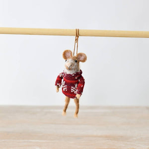 HANGING CHRISTMAS WOOL MOUSE