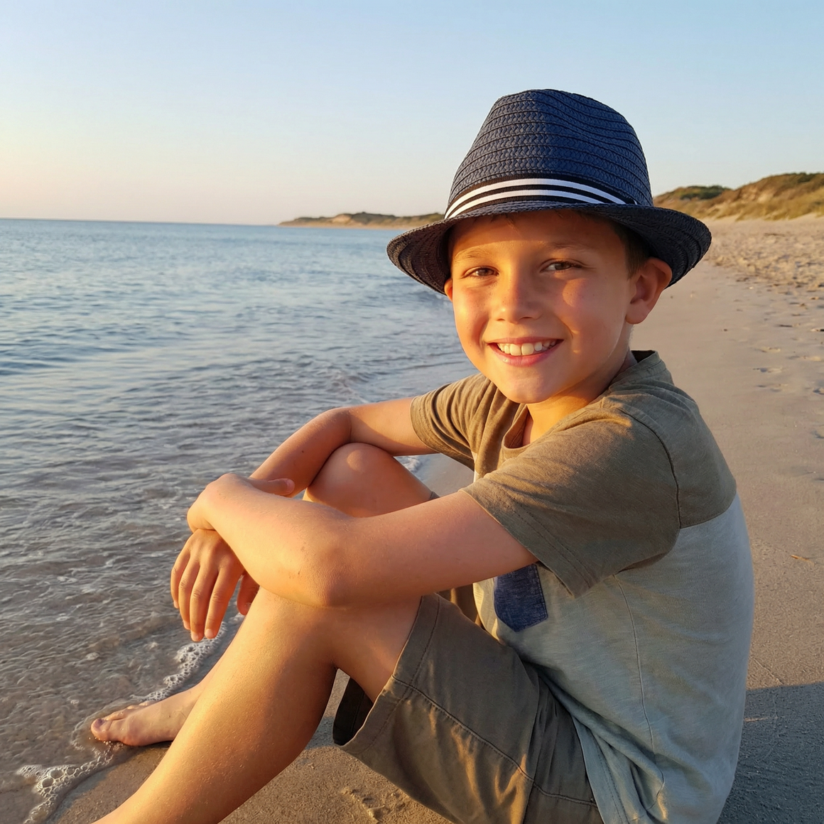 Blue Childrens Trilby Foldable Hat with Band - Feather & Twigs
