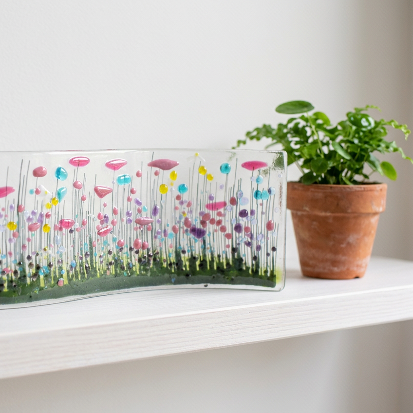 HANDMADE FUSED GLASS - WILDFLOWER WAVE