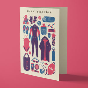 WILD SWIMMING KIT - OUTDOOR VINTAGE STYLE BIRTHDAY CARD
