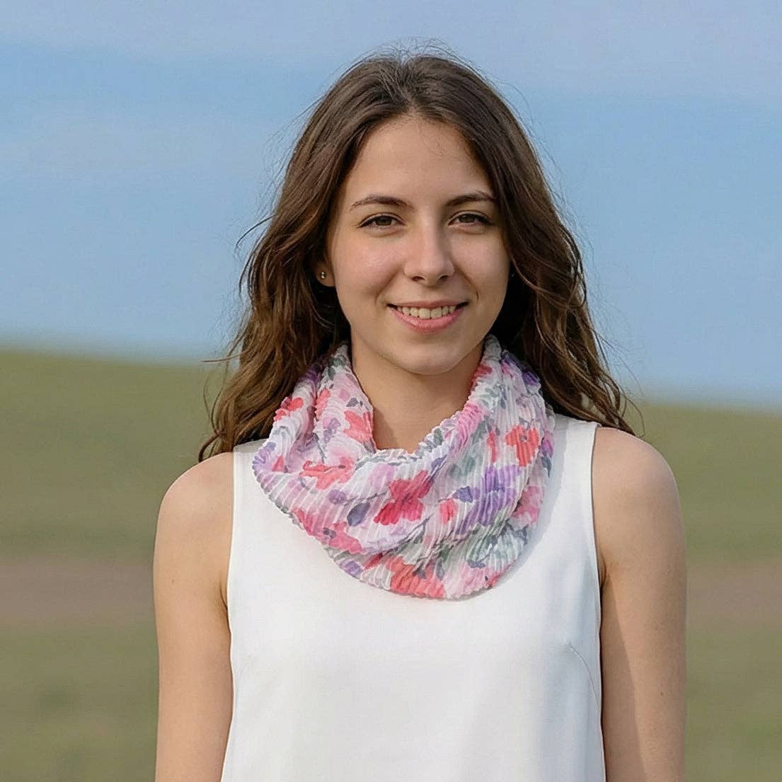 Pastel Flowers Magnetic Neck Scarf - Exclusive Design - Feather & Twigs