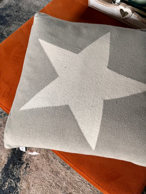 FINE KNITTED STAR CUSHIONS - TAUPE OR GREY