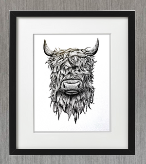 HIGHLAND COW -  PEN & INK - PRINT