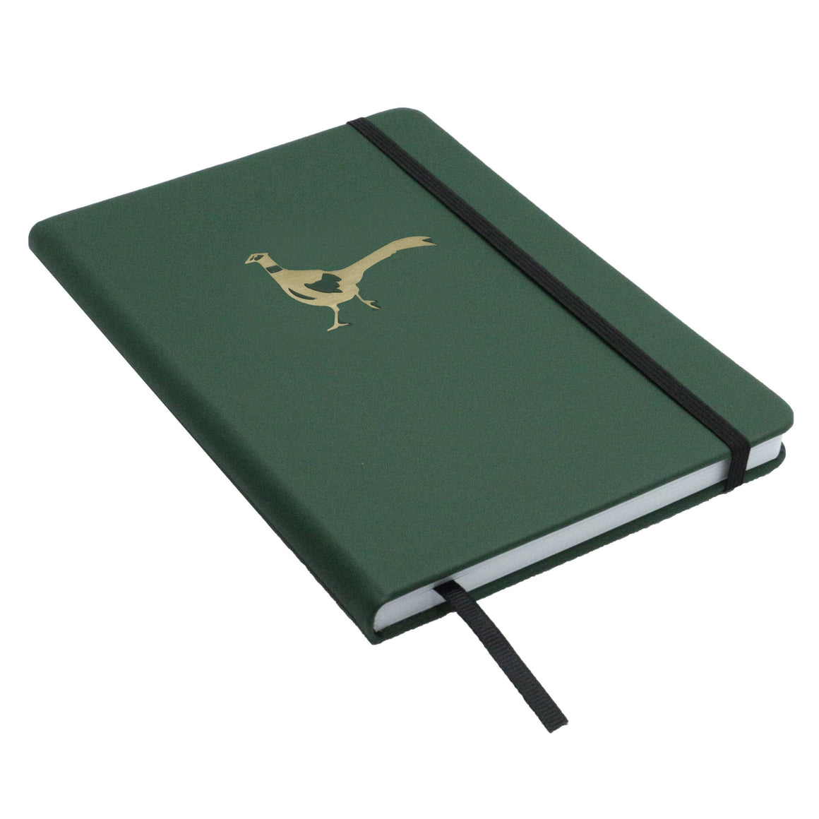 GOLD FOIL PHEASANT A5 NOTEBOOK  – GREEN, LINED, HARD COVER, 160 PAGES