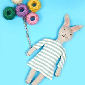 ORGANIC COTTON KNITTED BUNNY DOLL PLUSH TOY - 42cm