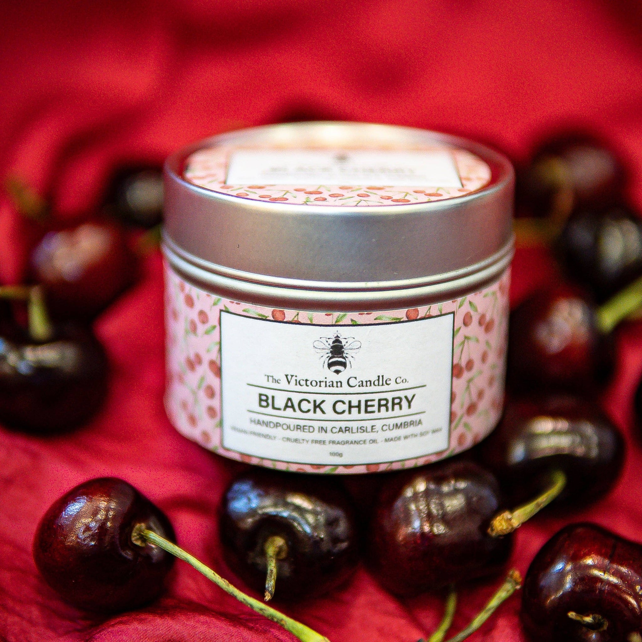 Black Cherry - Scented Candle - 100ml Tin - Feather & Twigs