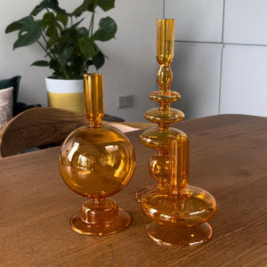 HANDMADE GLASS CANDLESTICKS- 3 COLOURS