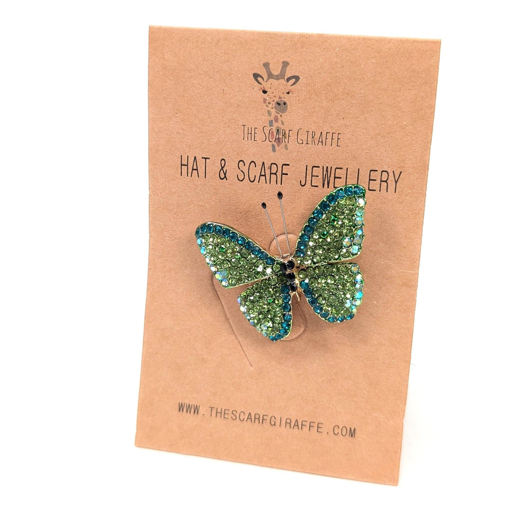 Glorious Green Butterfly Brooch - Feather & Twigs