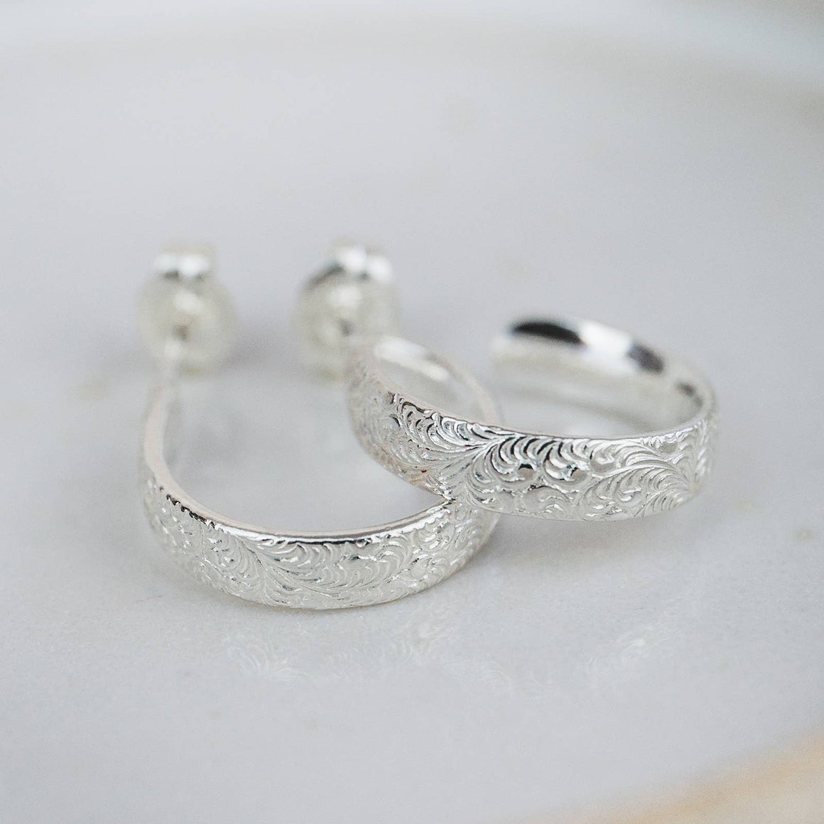 Sterling Silver Mini Lace Hoops - Feather & Twigs