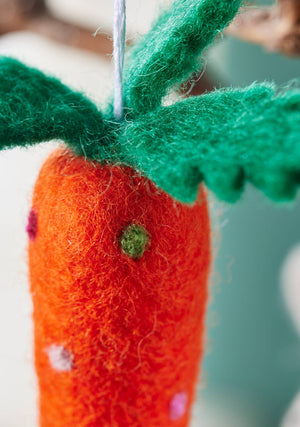FELT DOTTY RAINBOW CARROT DECORATION