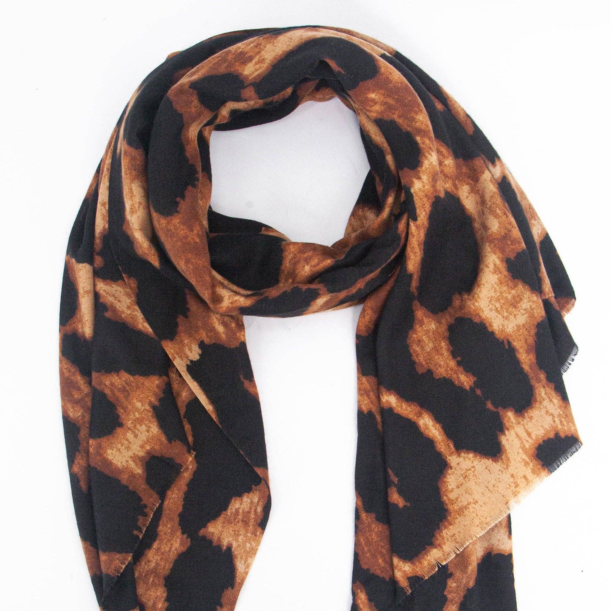 Leopard print scarf on a white background