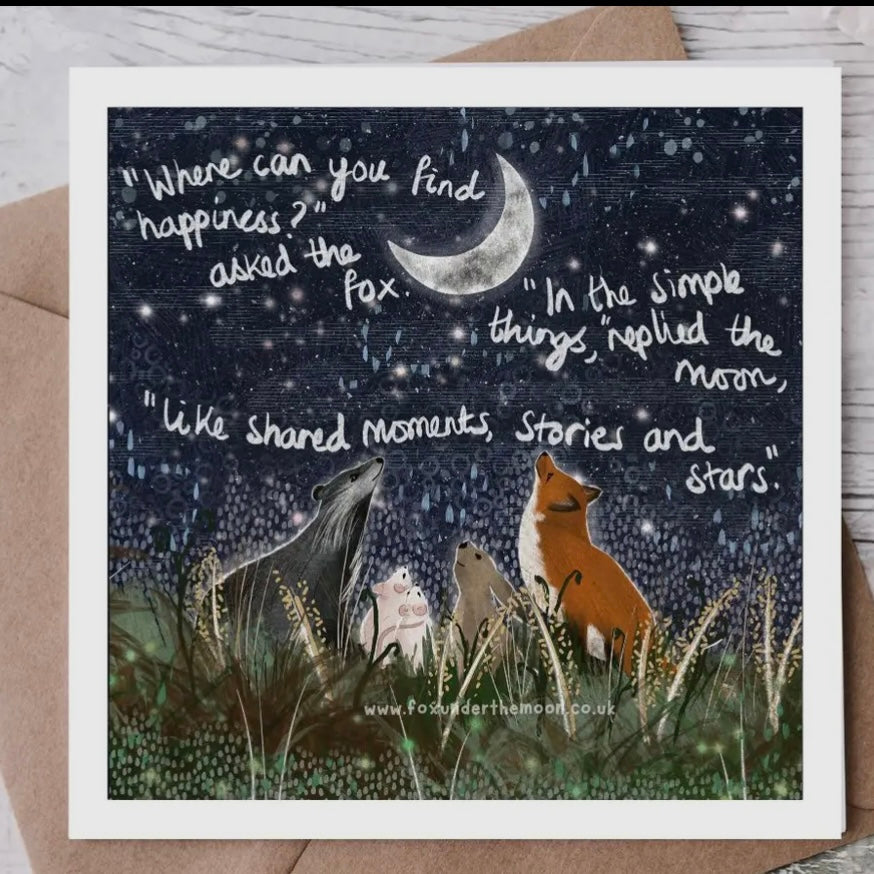 FOX UNDER THE MOON CARDS -VARIOUS WITH SPECIAL MESSAGES - Feather & Twigs