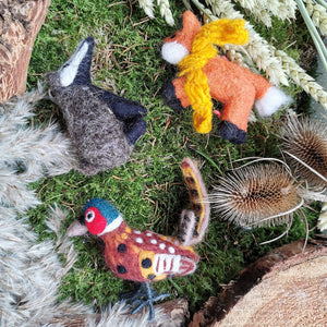 HANDMADE FELT PHEASANT HANGING DECORATION