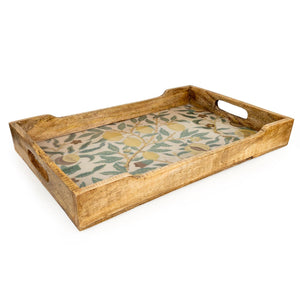 MANGO WOOD RECTANGULAR TRAY - VINTAGE FRUIT