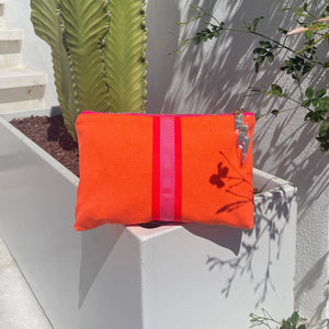BRIGHT ORANGE LUCKY STRIPE CLUTCH BY COCKATOO