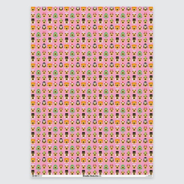 HATS ON DOGS KIDS WRAPPING PAPER SHEET - Feather & Twigs