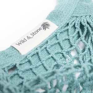 ORGANIC COTTON TOTE BAG - BLUE CROCHET