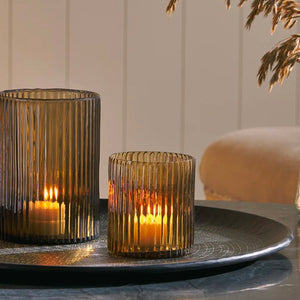 MALANA RECYCLED GLASS CANDLE HOLDER - SMOKE