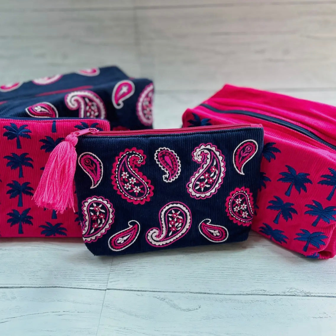 BLUE CORD PAISLEY MAKEUP BAG