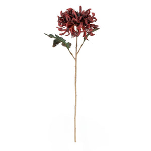 Artificial flower stem with red flowers on a white background