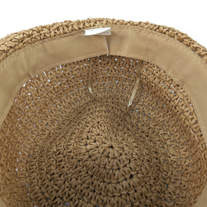CHILDREN'S CROCHET STYLE FOLDING HAT - CHOCOLATE BROWN - 54cm